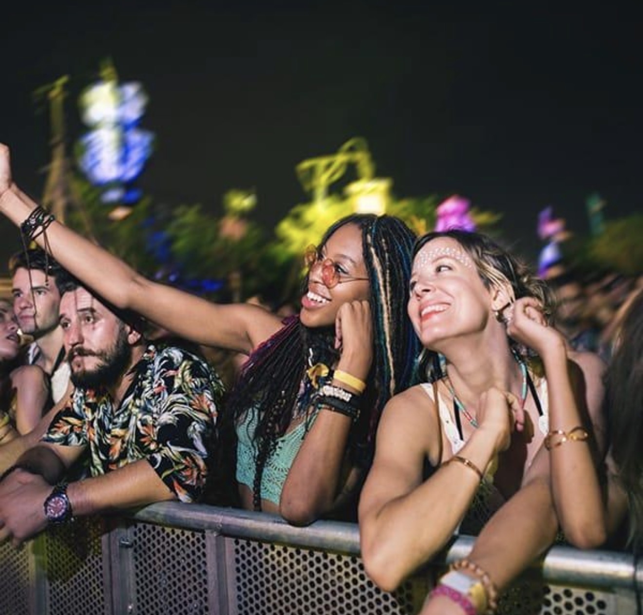 Two best friends enjoying a night out at a concert